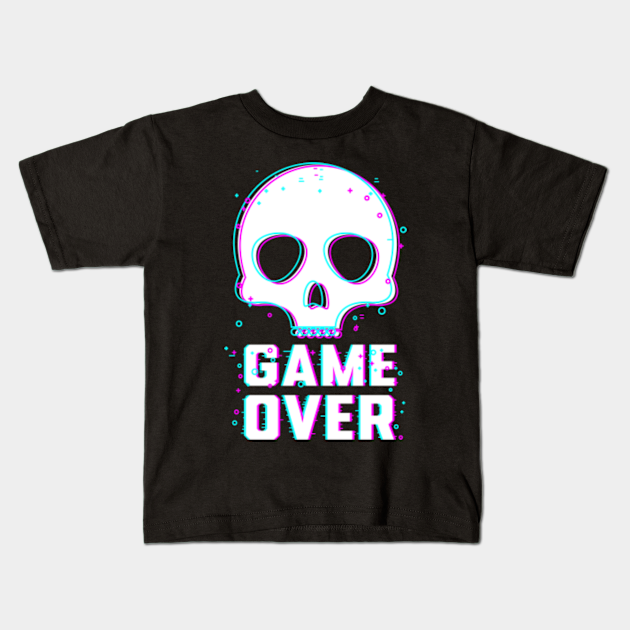 Game Over Skull Game Over Kids TShirt TeePublic